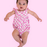 BUBBLEGUM WAVY CHECKERS DREAM BUBBLE ROMPER