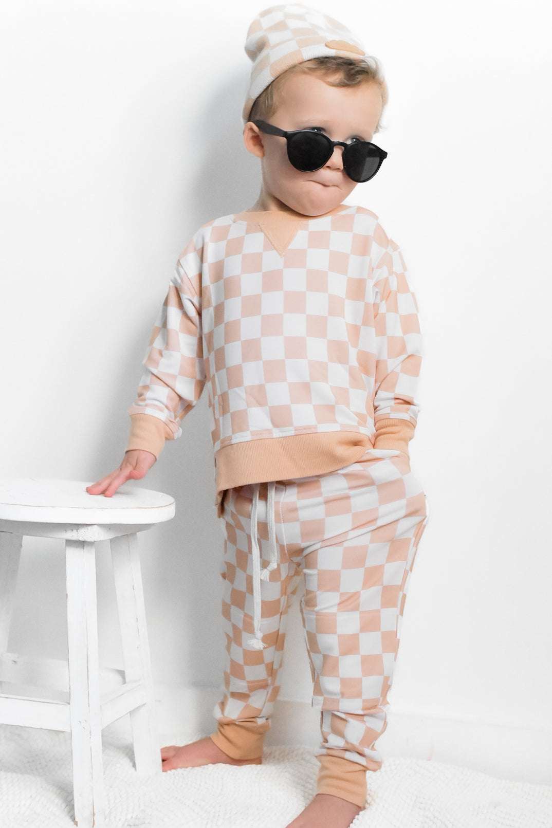 Sandy Checkers Dream Pullover Milk & Baby