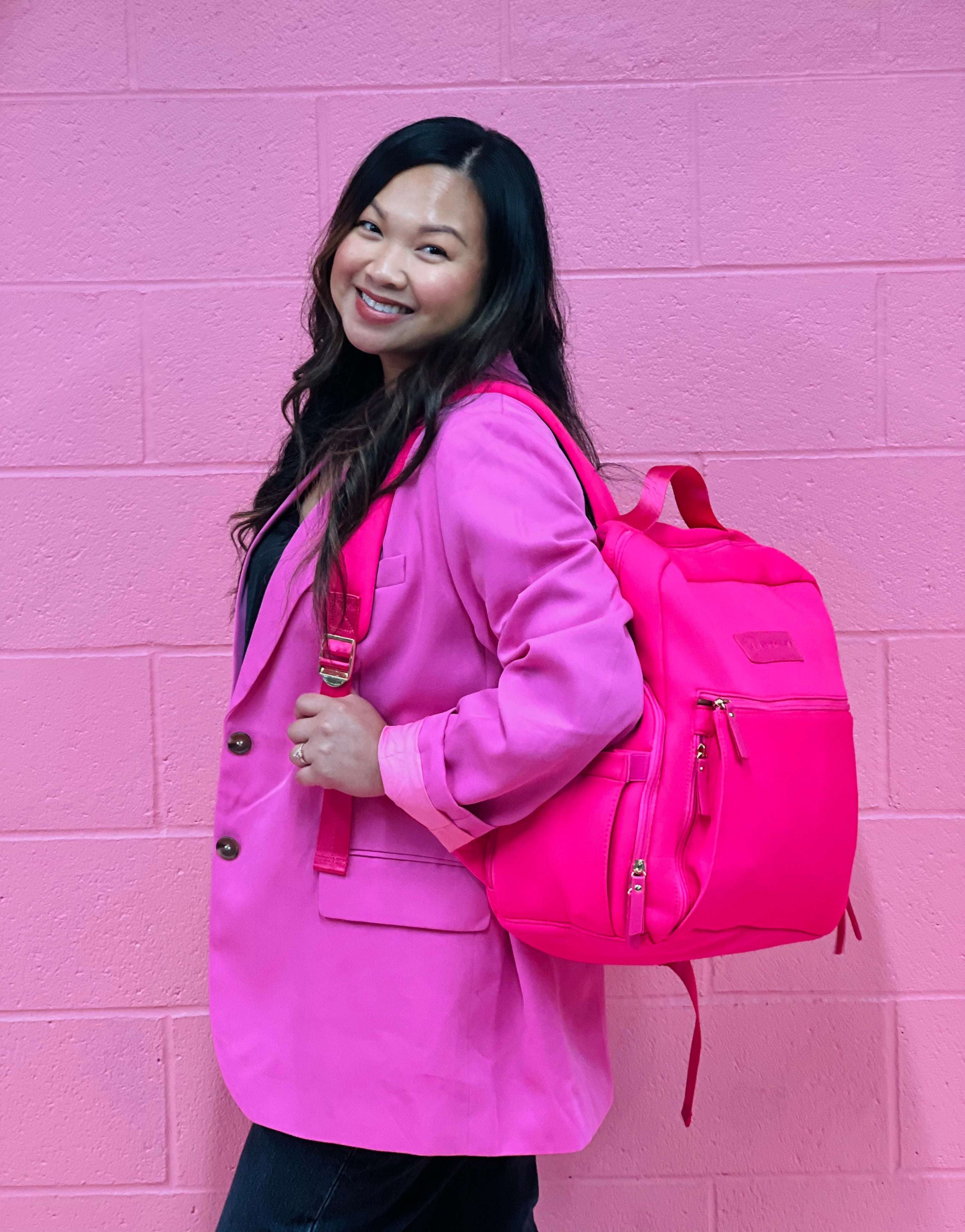 Fiona Breast Pump Backpack | Hot Pink Milk & Baby