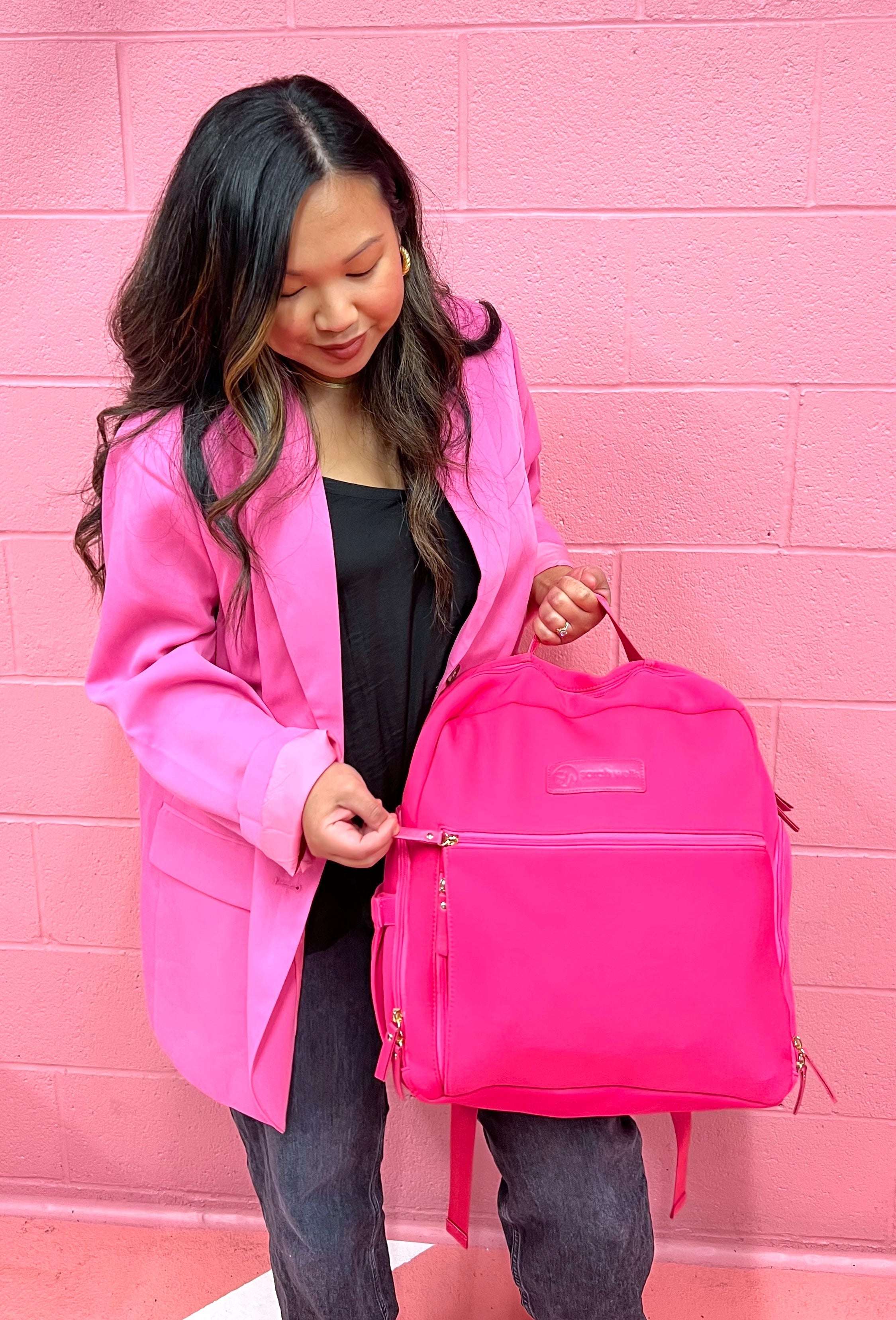 Fiona Breast Pump Backpack | Hot Pink Milk & Baby