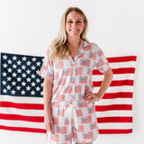 American Flag Women’s Button Down Short Set