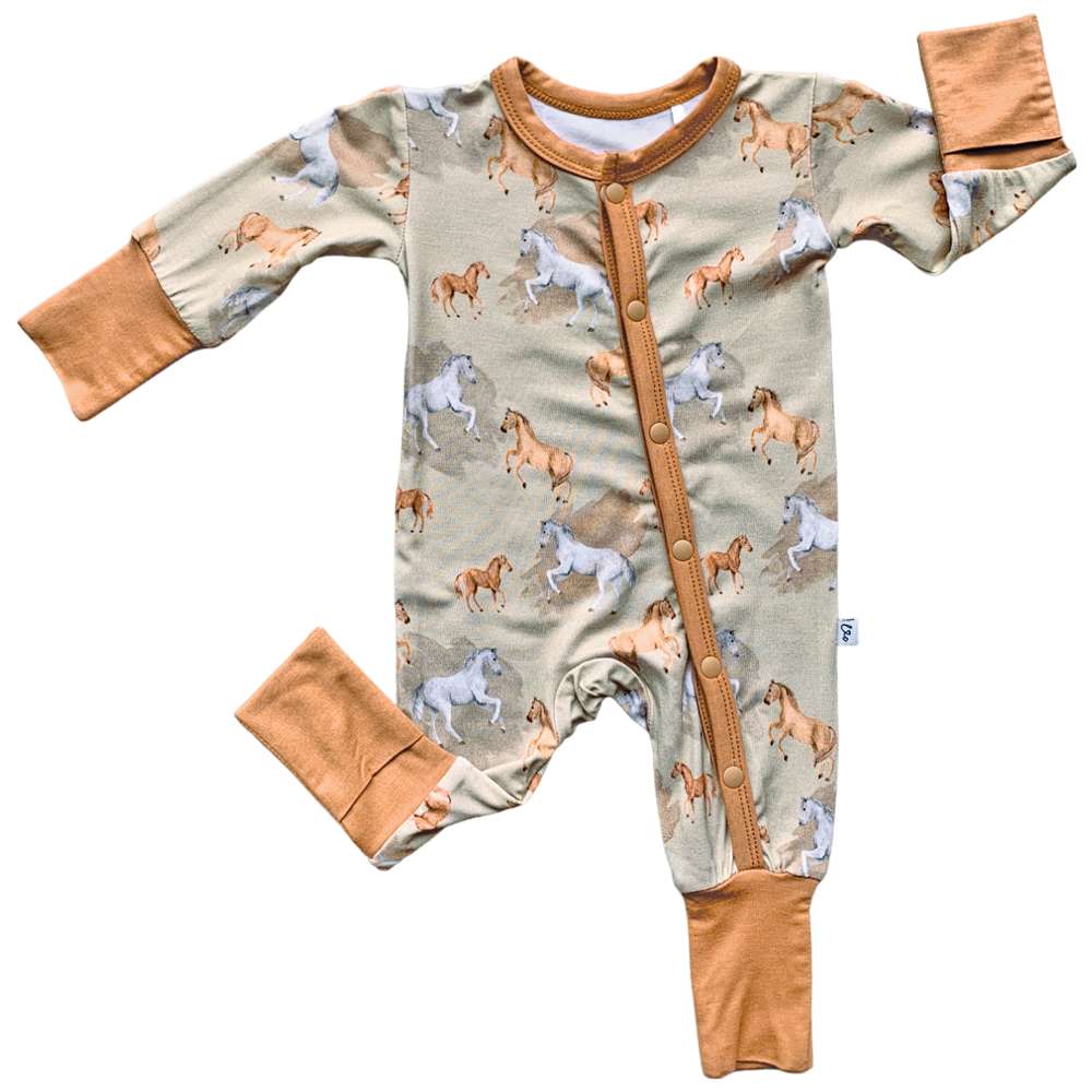 Ember Tan Bamboo Convertible Footie Milk & Baby