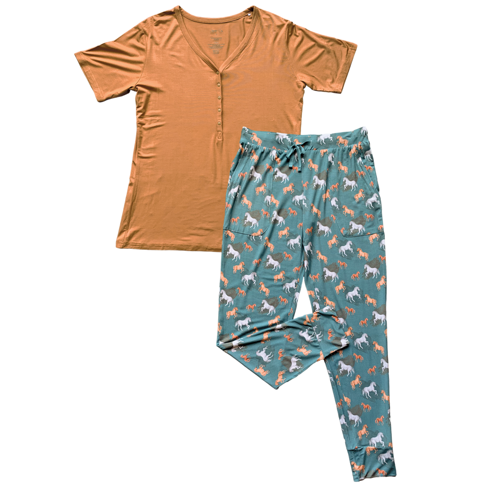 Ember Teal Bamboo Women's Lounge Pants - milk & baby