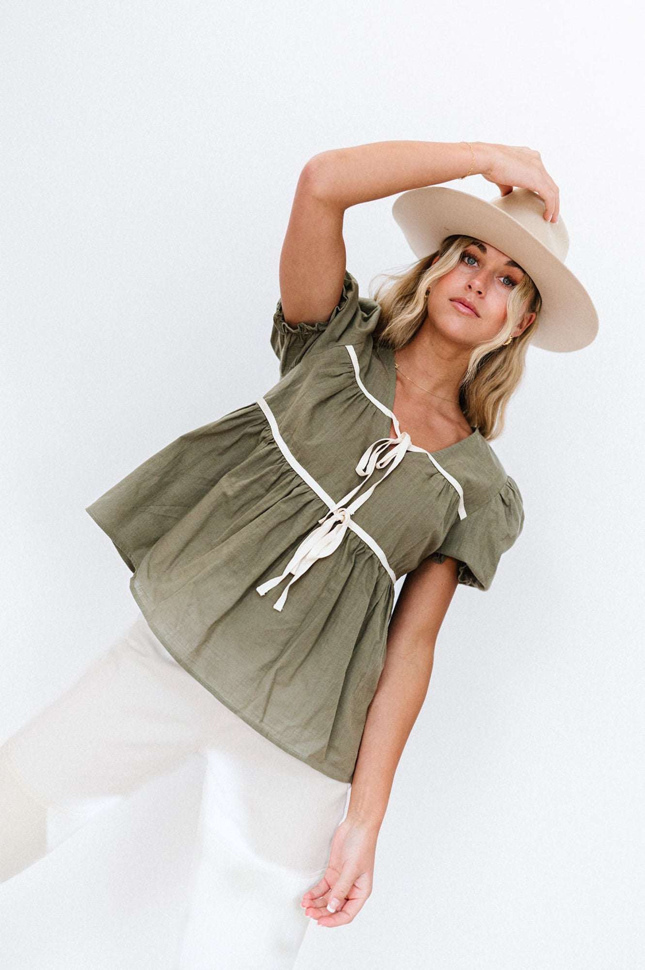 Winny Top in Olive | Nursing Friendly Milk & Baby