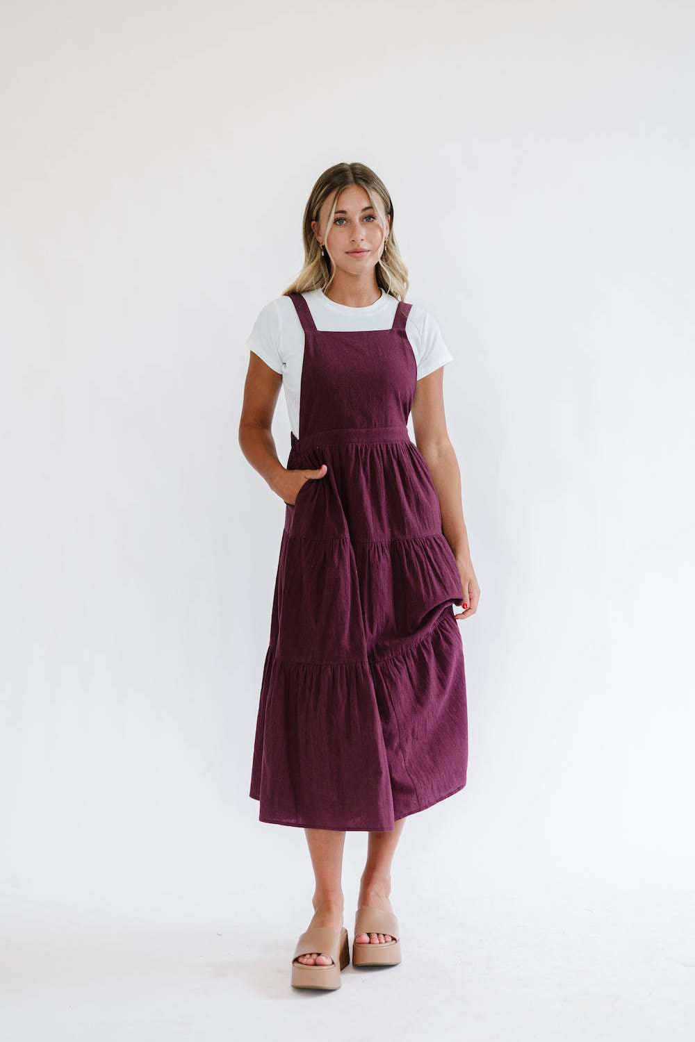 Shay Overall Dress in Plum | Nursing Friendly Milk & Baby