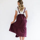 Shay Overall Dress in Plum