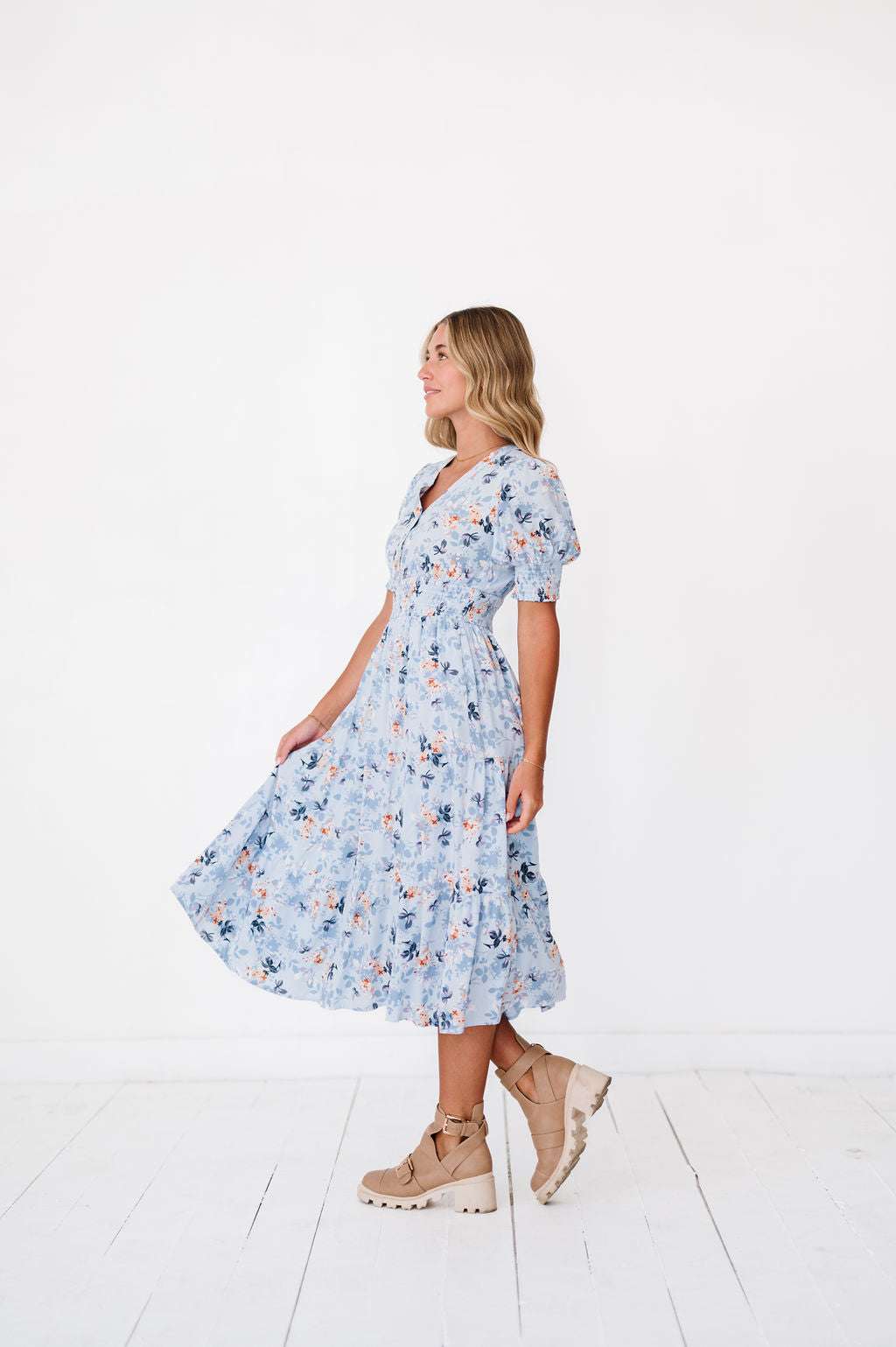 Margo Dress in Sky Blue | Nursing Friendly Milk & Baby