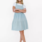 Shay Overall Dress in Light Blue