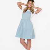 Shay Overall Dress in Light Blue