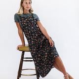 Shay Overall Dress in Floral Navy