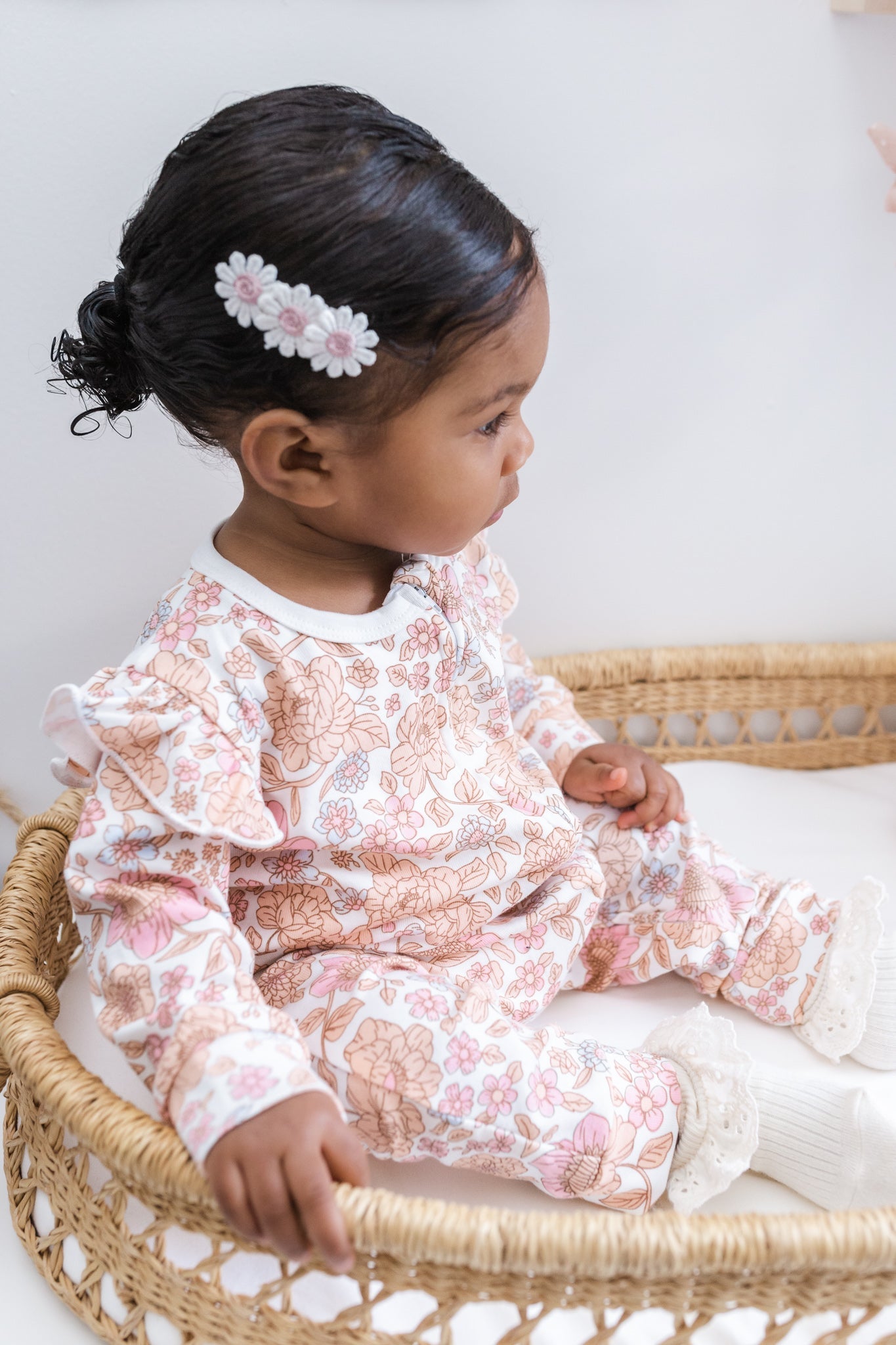 Luna + Luca Floral Jumpsuit & Bow Milk & Baby