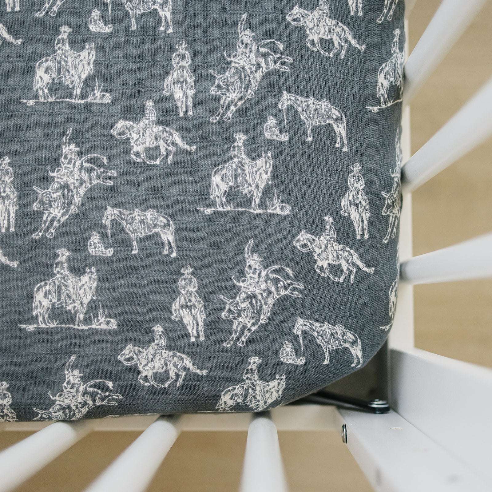 Wild West Muslin Crib Sheet Milk & Baby