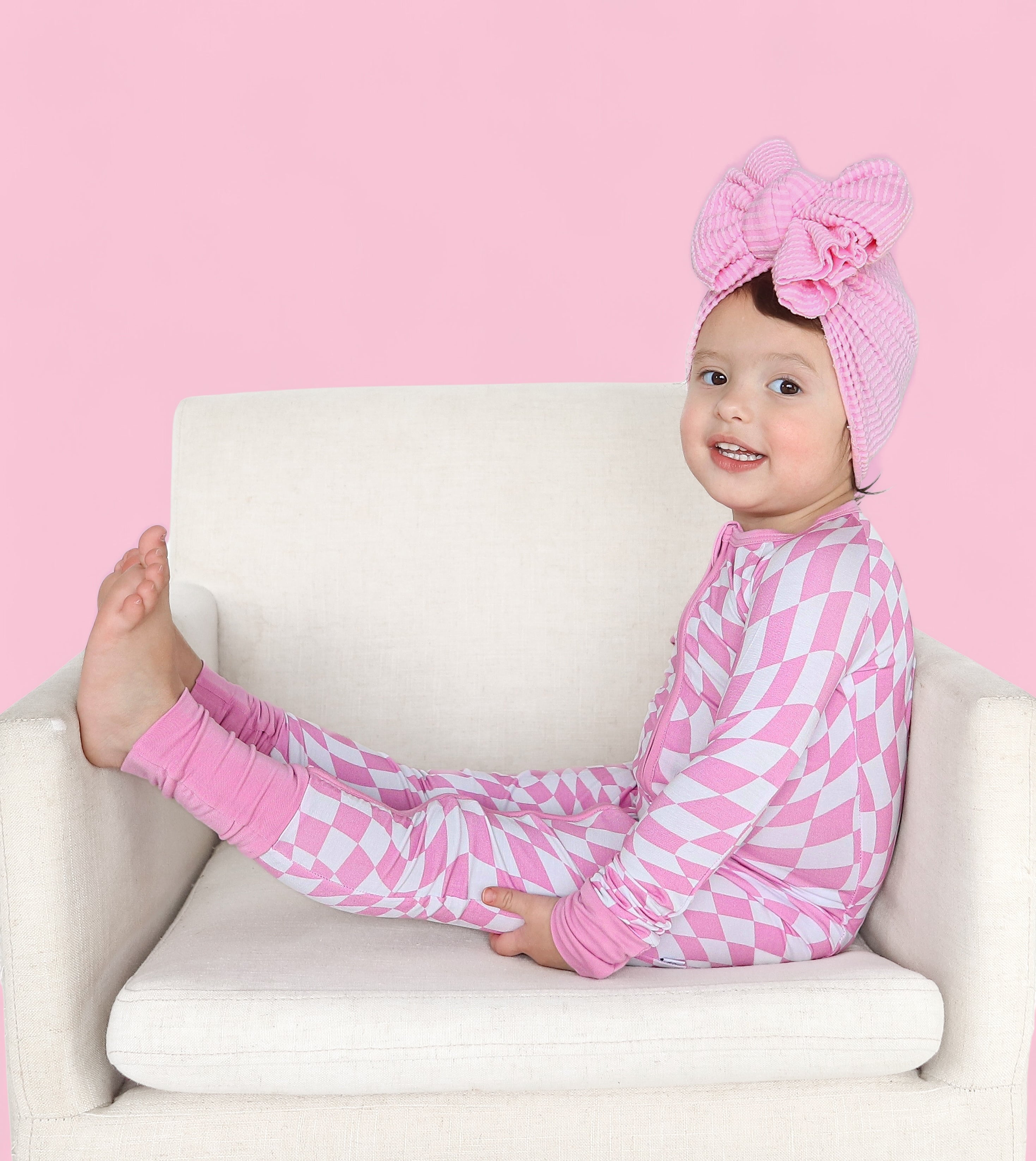 Bubblegum Wavy Checkers Dream Romper | Milk & Baby