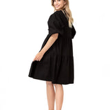 Waterfall Tie Waist A-Line Maternity/Nursing Wrap Dress