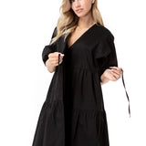 Waterfall Tie Waist A-Line Maternity/Nursing Wrap Dress