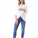 Let Loose Crossover Long Sleeve Maternity/Nursing Knit Top