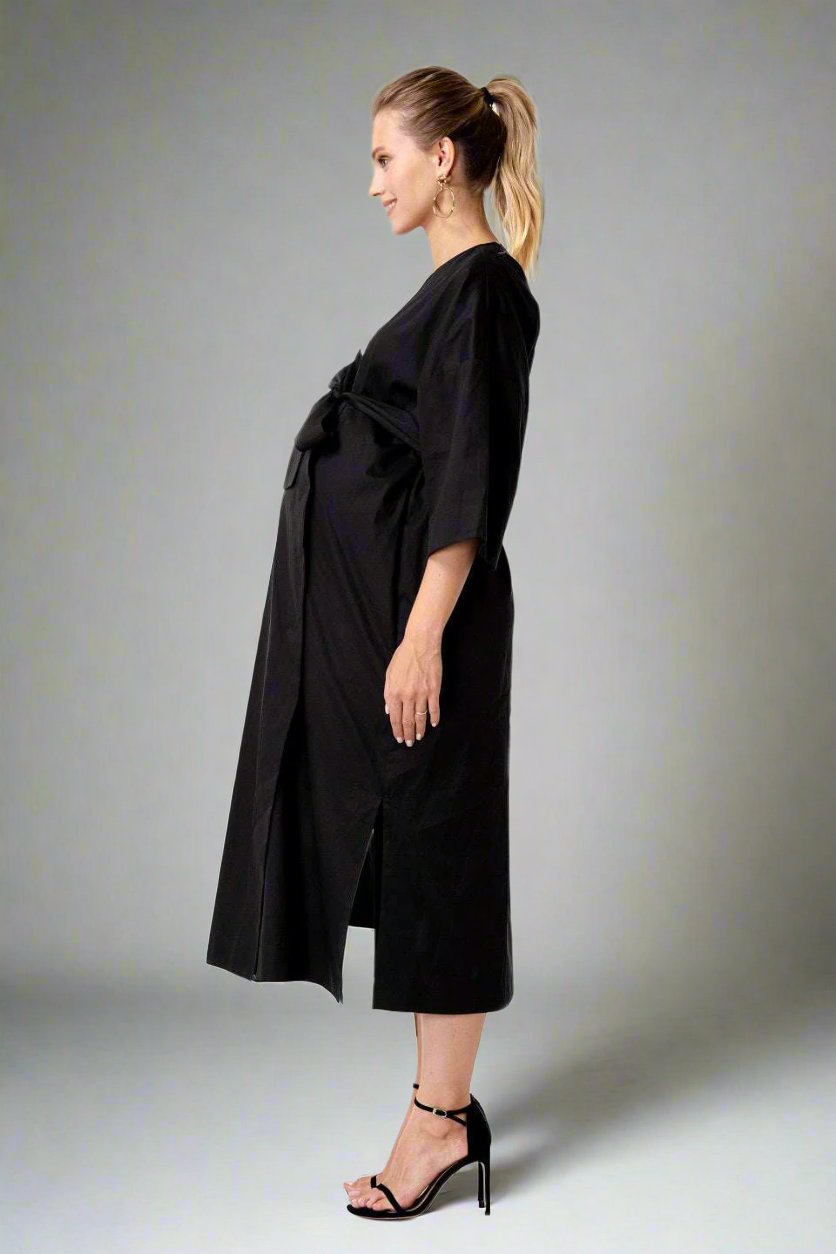 Amaterasu Tie Belt Maternity/Nursing Wrap Midi Dress Milk & Baby