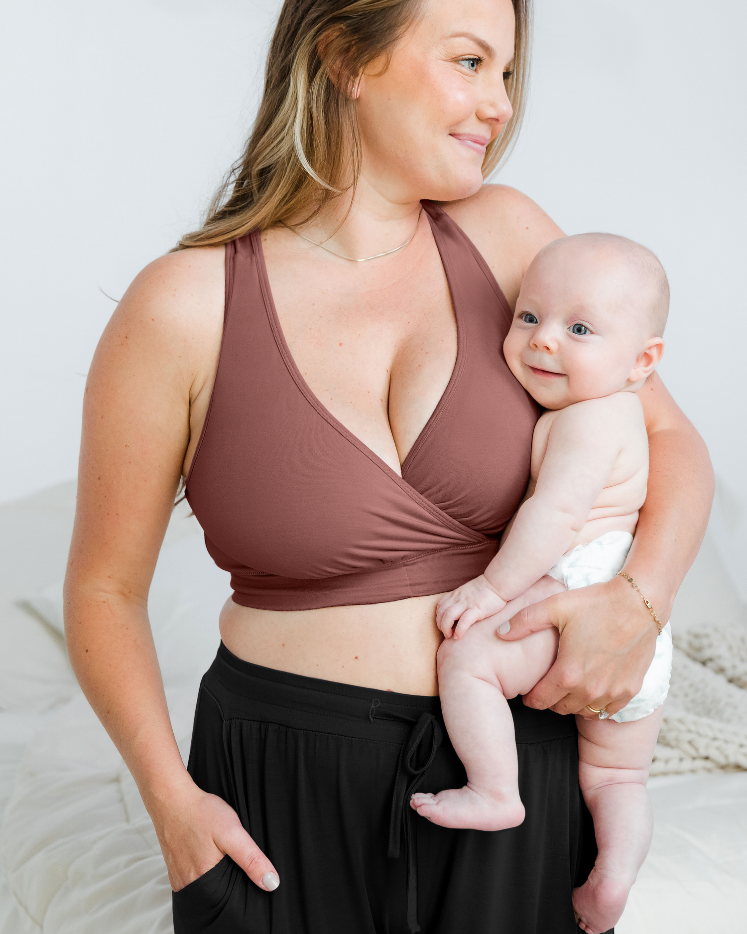 French Terry Racerback Nursing & Sleep Bra | Redwood | Milk & Baby