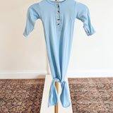 Newborn Knotted Gown & Hat Set Baby Blue, Newborn Clothes for Boys