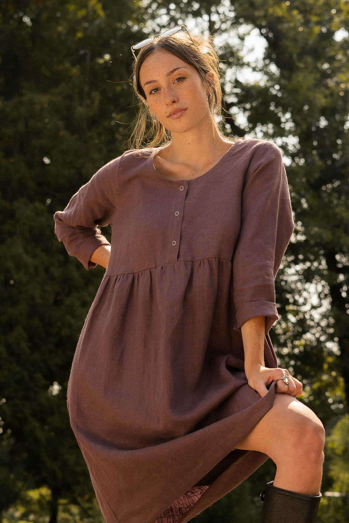 Brook Dress in Twilight | Nursing Friendly Milk & Baby