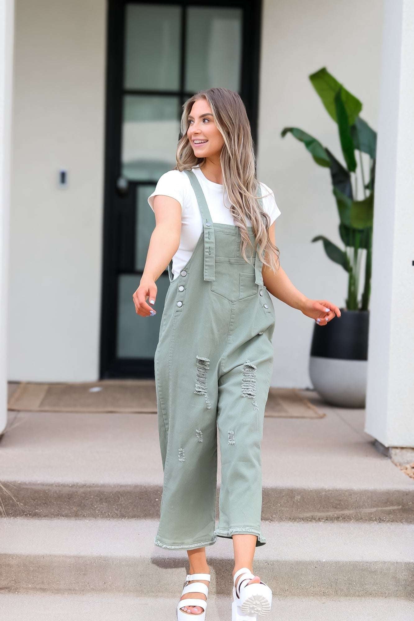 Frankie Denim Overalls in Sage | Nursing Friendly Milk & Baby