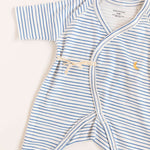 Blue Stripe Print Baby Kimono Onesie Milk & Baby