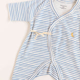 Blue Stripe Print Baby Kimono Onesie Milk & Baby