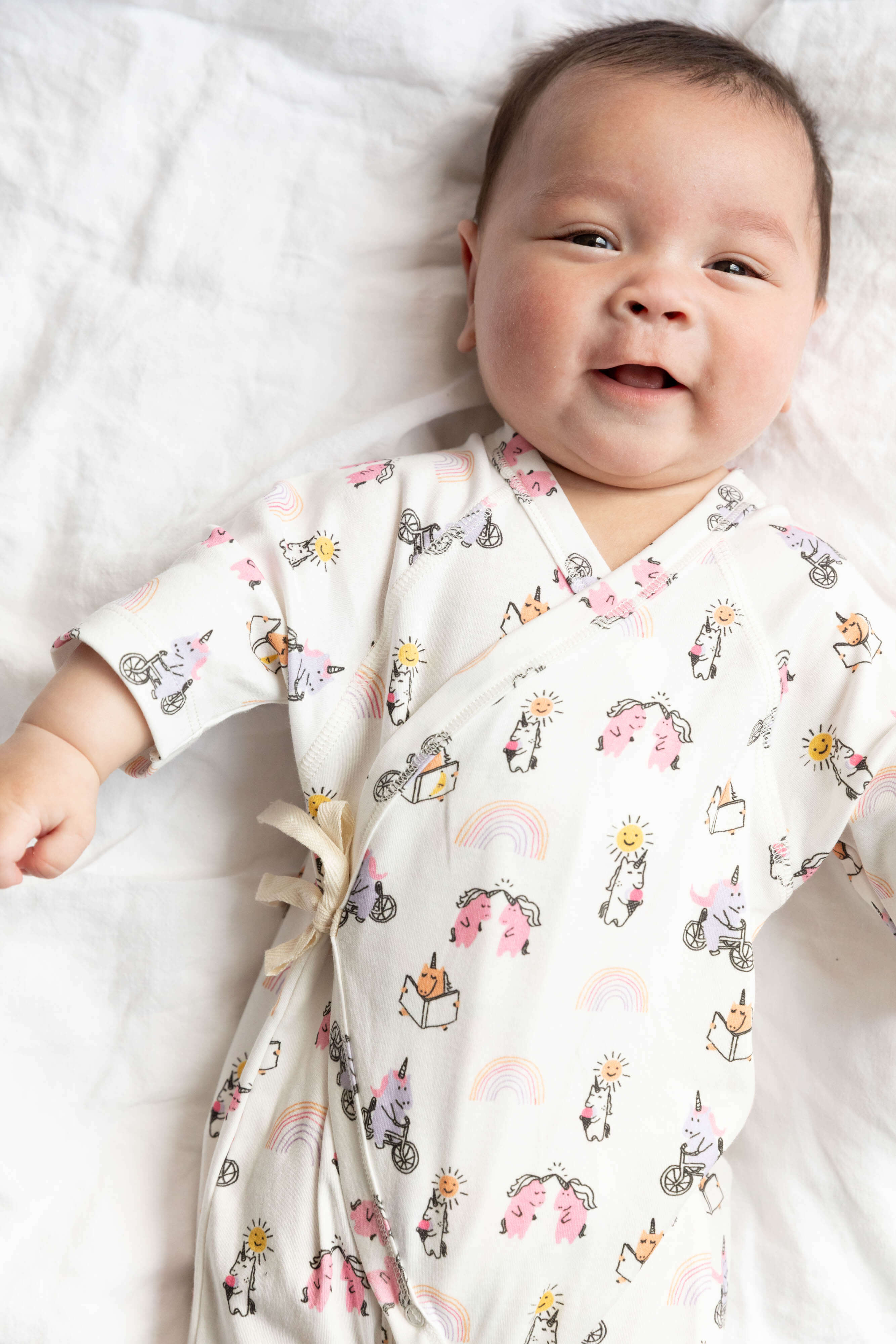 Unicorn Print Baby Kimono Onesie | Milk & Baby