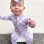 Periwinkle Checks Dream Baby Romper Milk & Baby