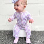 Periwinkle Checks Dream Baby Romper Milk & Baby