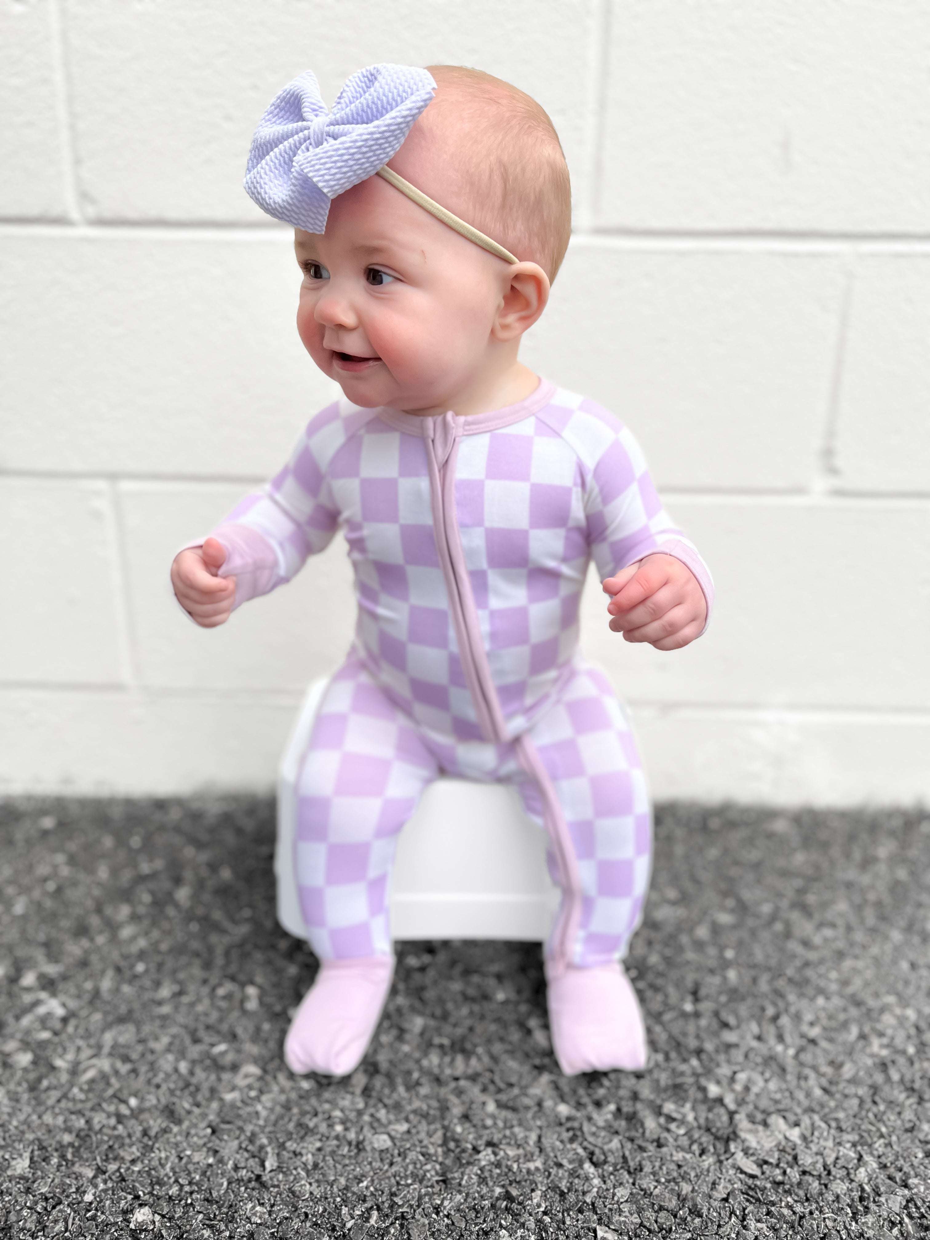 Periwinkle Checks Dream Baby Romper Milk & Baby