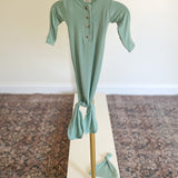 Knotted Baby Gown & Hat Set - Mint (Newborn-3 months)