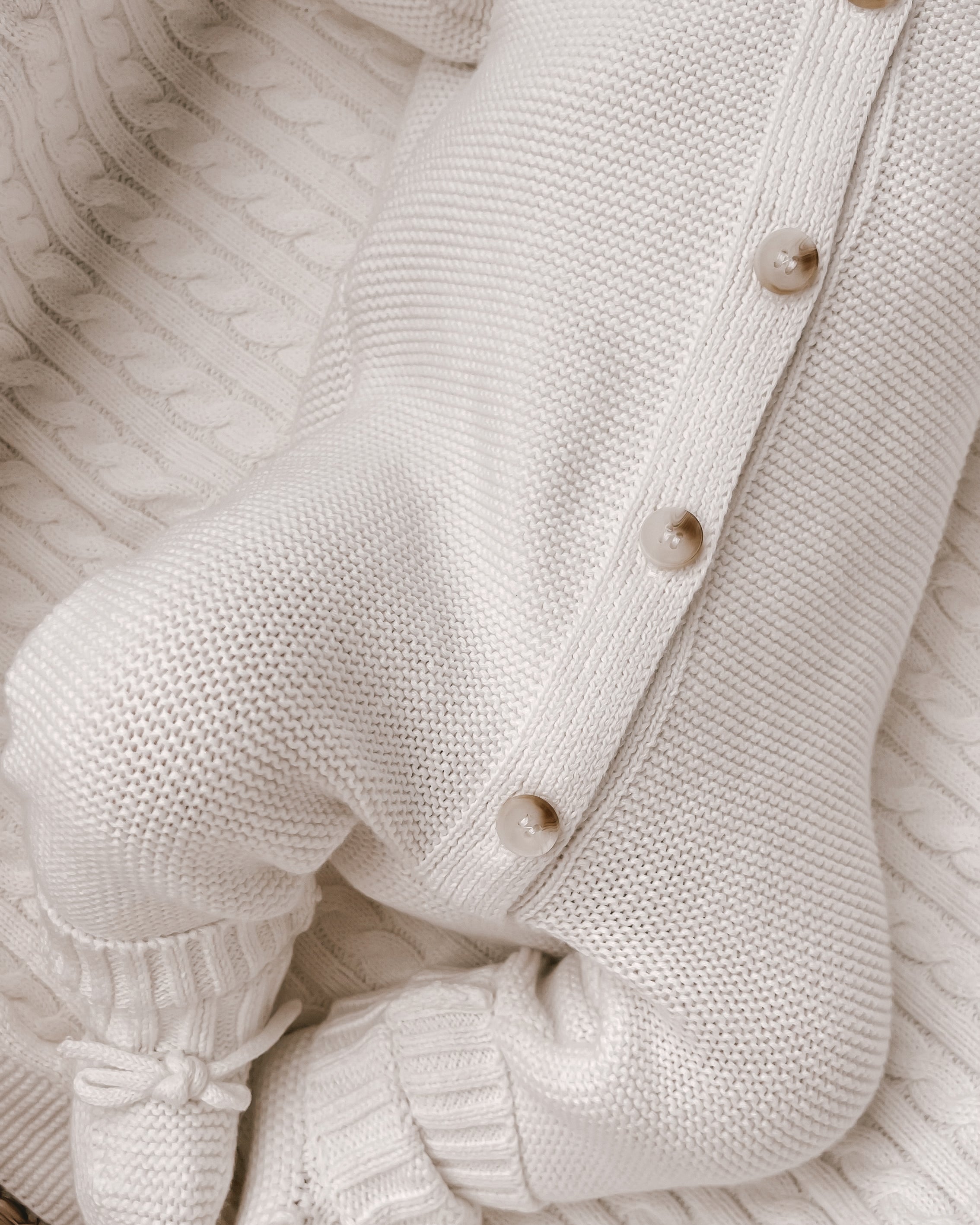 Luna + Luca Classic Purl Knit Jumpsuit | White Milk & Baby