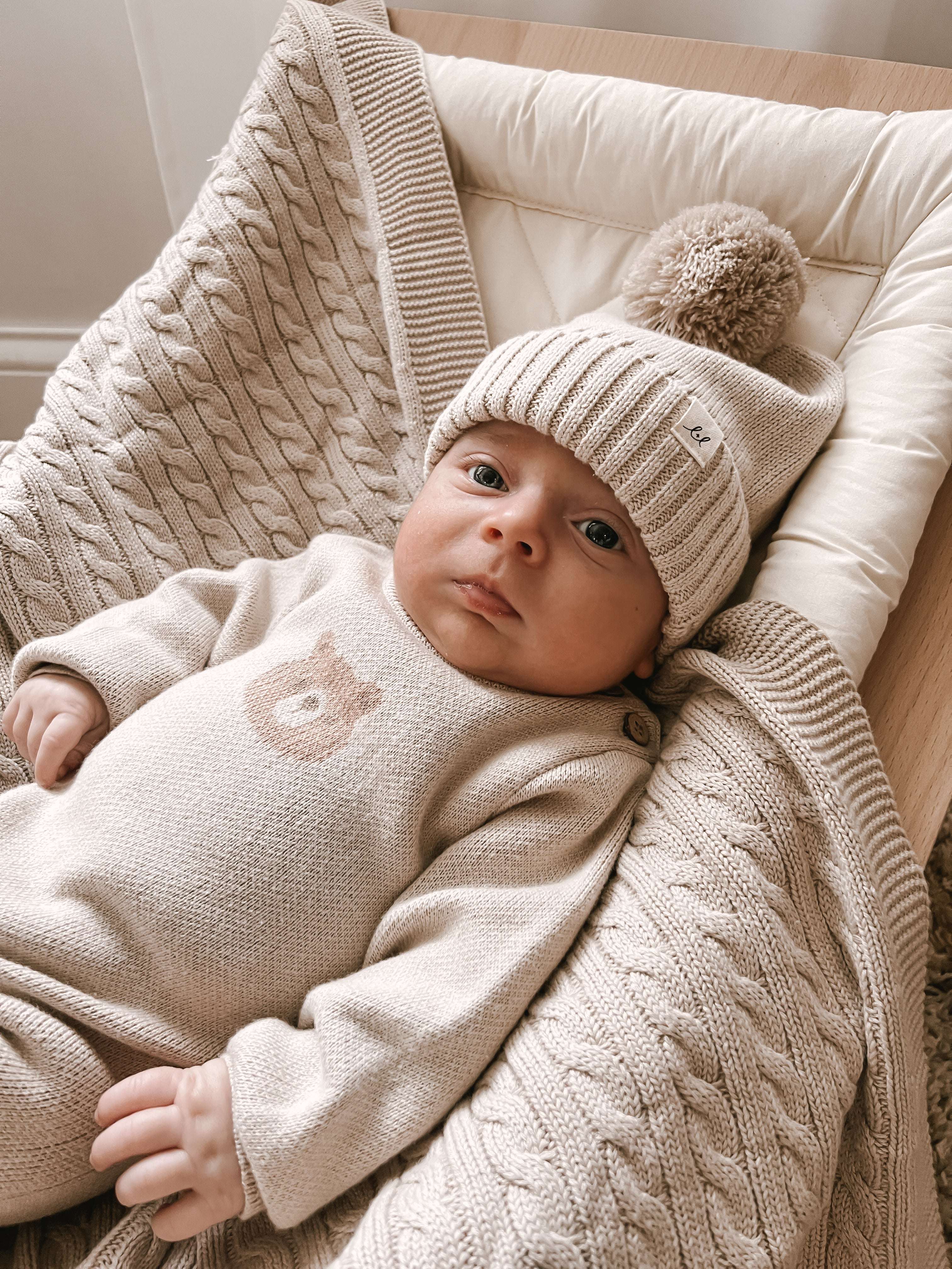 Luna + Luca Bear Jacquard Jumpsuit Milk & Baby