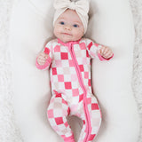 DREAMY PINK CHECKERS DREAM ROMPER