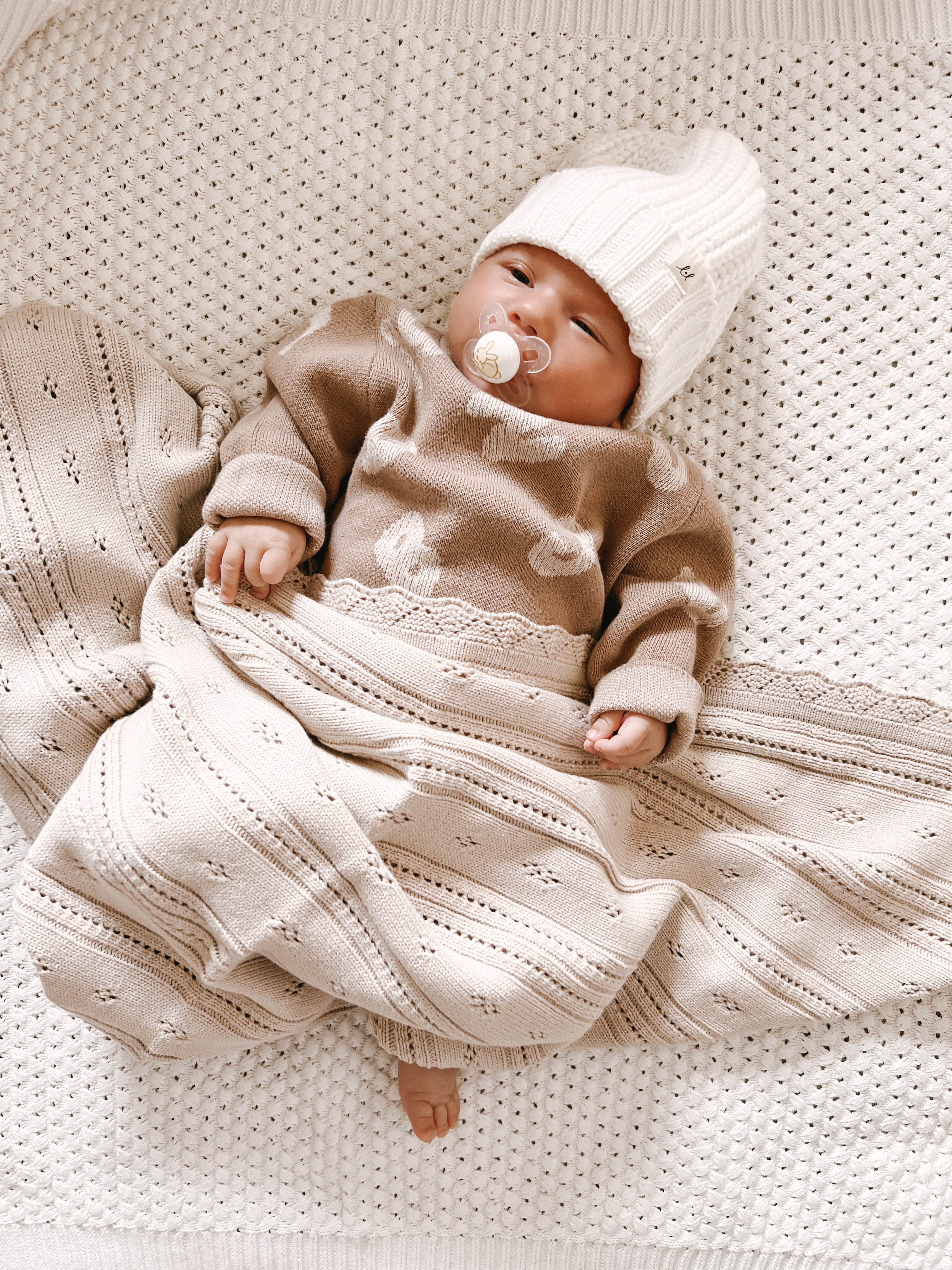 Bring me Home Pointelle Blanket | Beige Milk & Baby