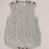 Luna + Luca Cable Knit Summer Romper - Black Speckle