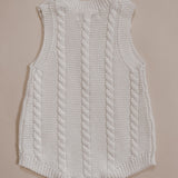 Luna + Luca Cable Knit Summer Romper - White