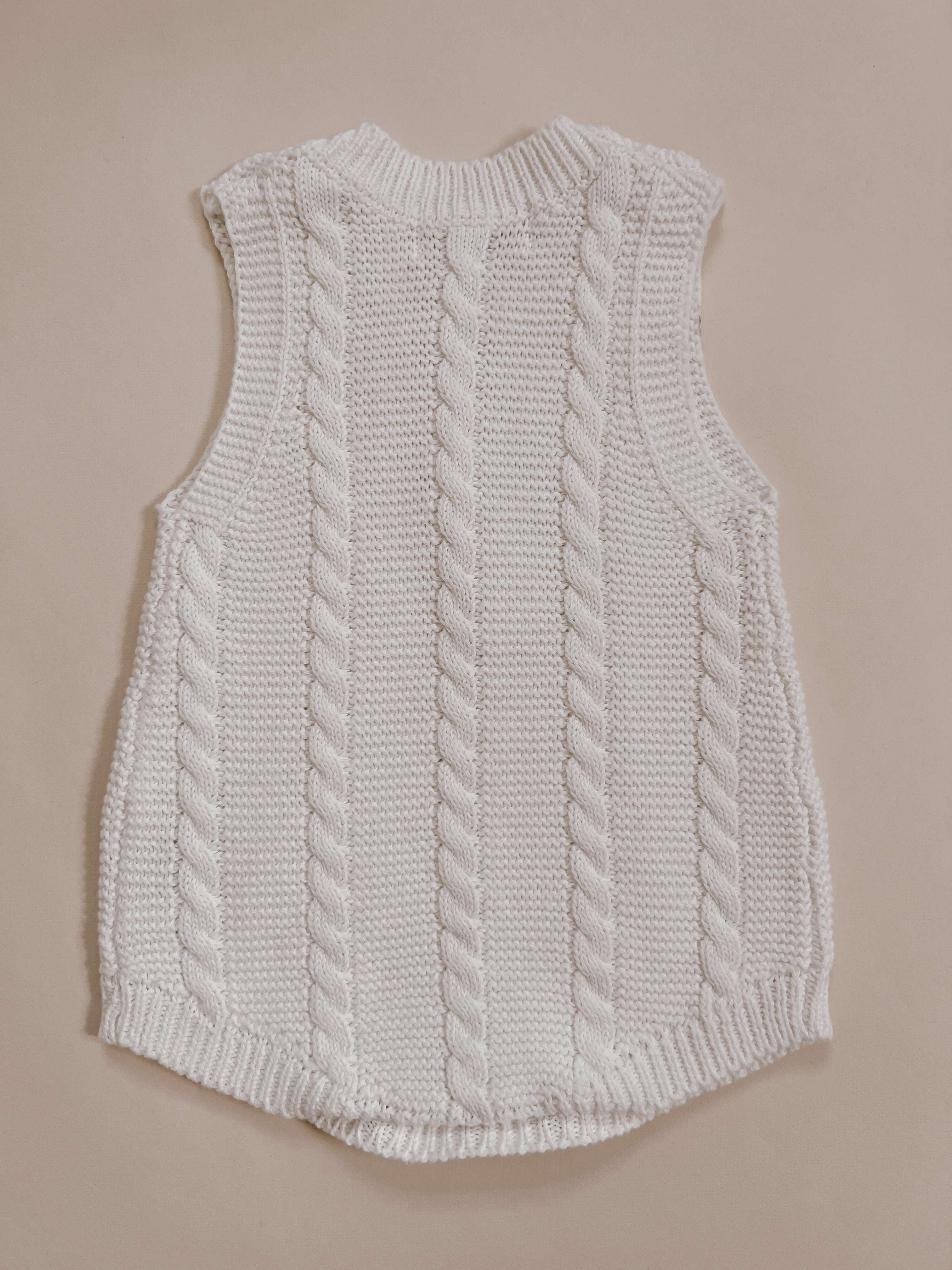 Luna + Luca Cable Knit Summer Romper | White Milk & Baby