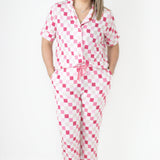 DREAMY PINK CHECKERS WOMEN'S RELAXED FLARE DREAM SET