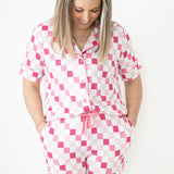 DREAMY PINK CHECKERS WOMEN'S RELAXED FLARE DREAM SET