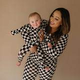 Bamboo Zip Pajamas | Black Checkerboard Milk & Baby