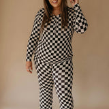 Black Checkerboard | Women's Bamboo Pajamas | Milk & Baby