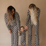 Bamboo Zip Pajamas | Black Checkerboard Milk & Baby