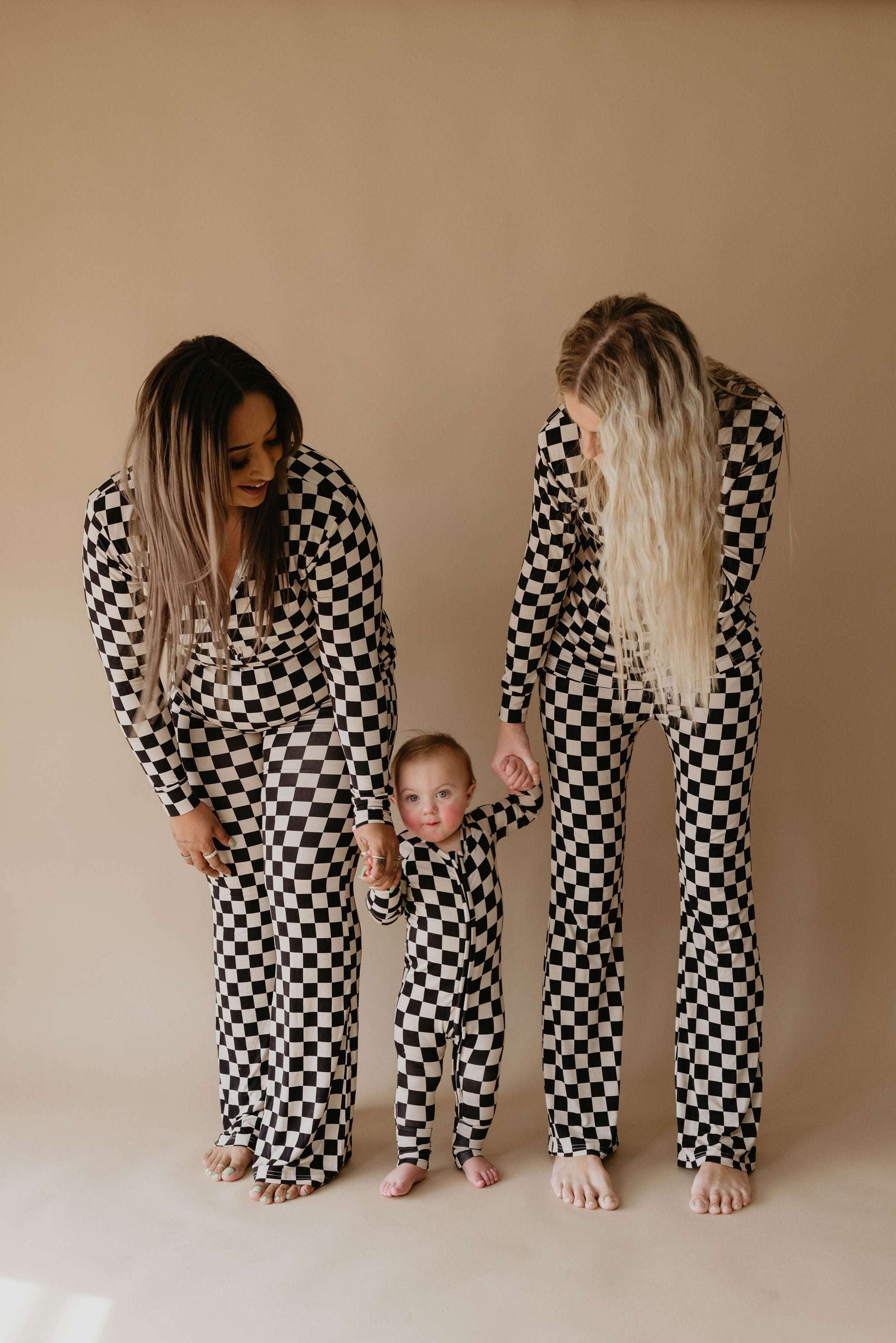 Bamboo Zip Pajamas | Black Checkerboard Milk & Baby