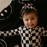 Black Checkerboard | Bamboo Zip Pajamas | Milk & Baby