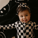 Bamboo Zip Pajamas | Black Checkerboard Milk & Baby