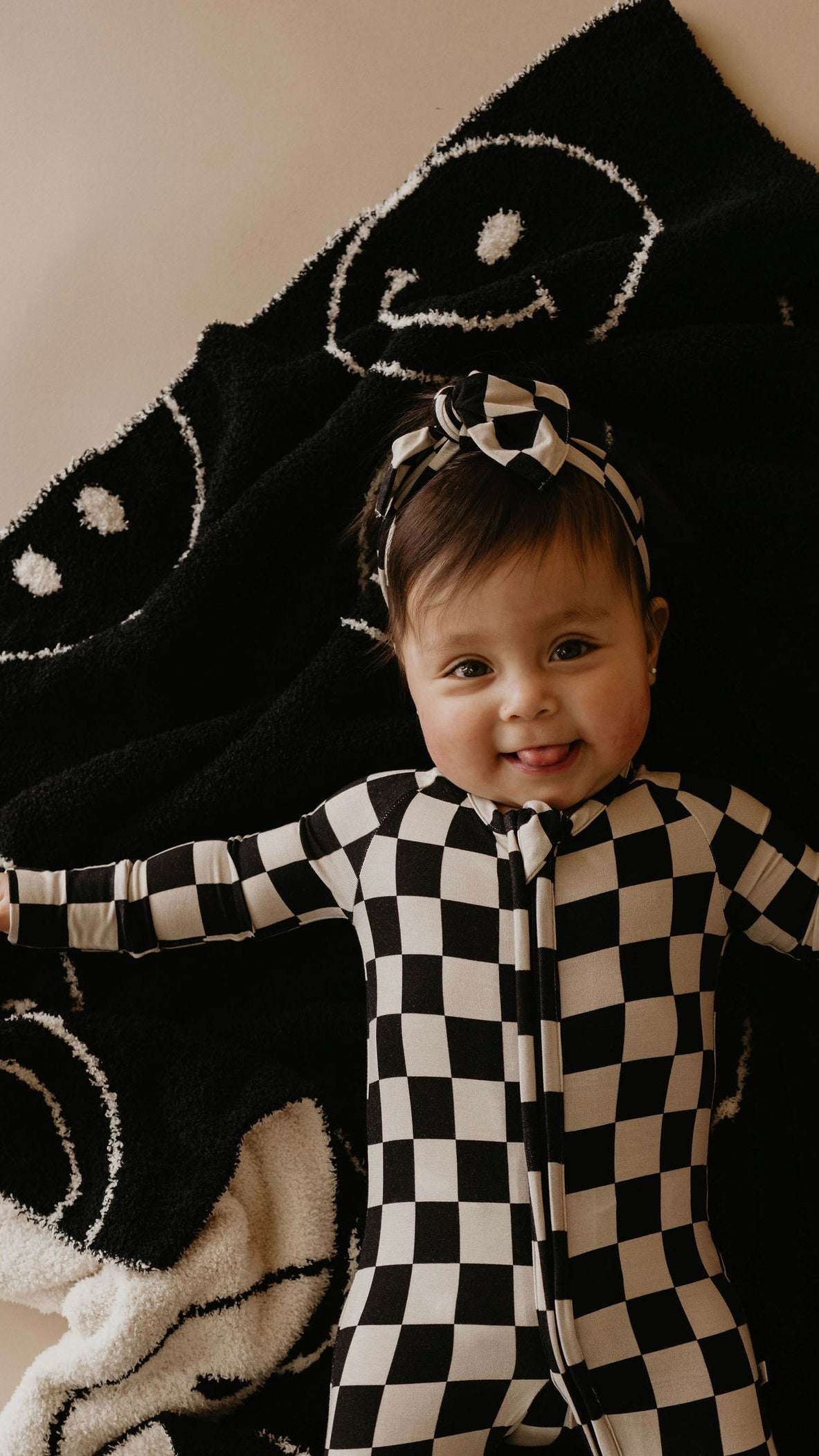 Bamboo Zip Pajamas | Black Checkerboard Milk & Baby