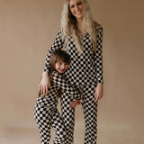 Women's Bamboo Pajamas | Black Checkerboard