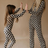 Women's Bamboo Pajamas | Black Checkerboard